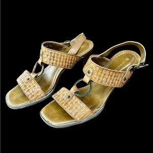 Naturalizer Women’s Brown Leather Sandals size 7.5 3” heel